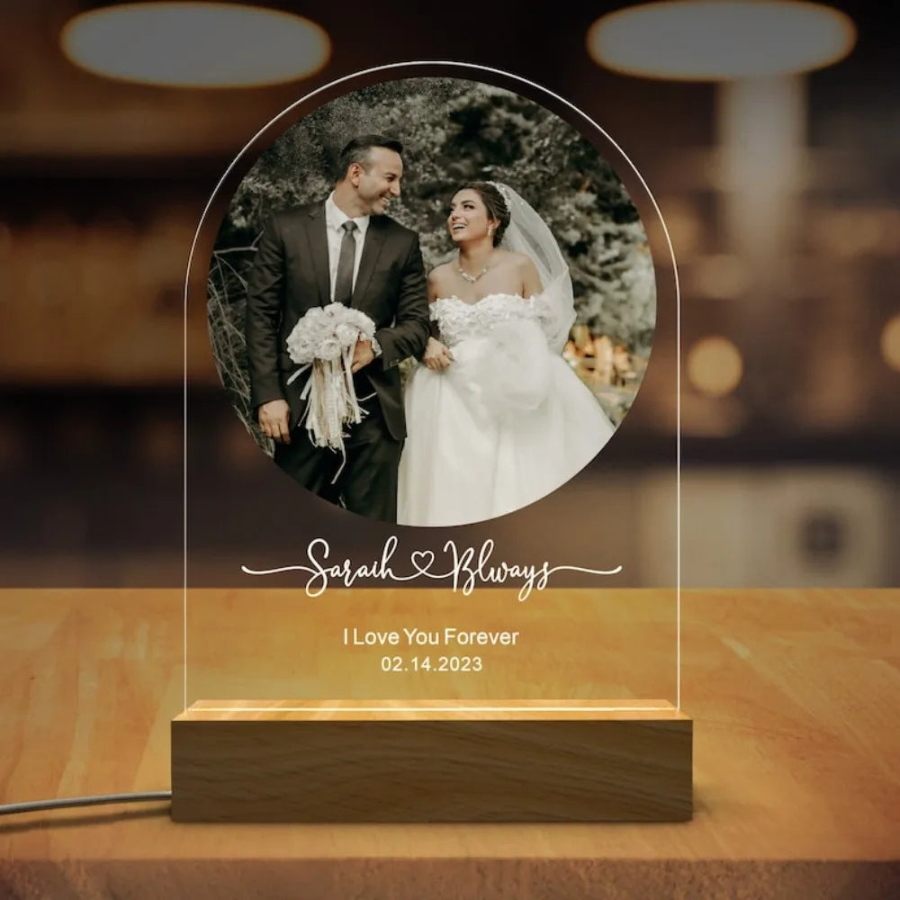 Custom Photo Wedding Acrylic LED Plaque